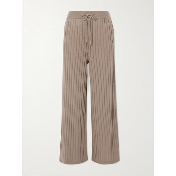 Varley Simeon Ribbed-knit Wide-leg Pants Mushroom - S - Picture 1 of 6